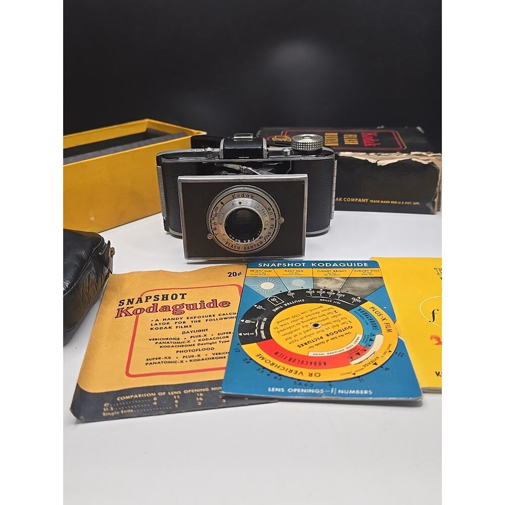 Vintage Kodak Flash Bantam Camera –1930s-40s Folding 828 Film Camera with Case